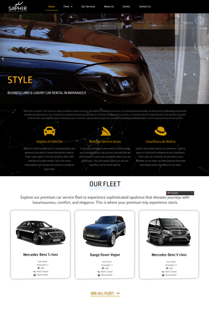 Website development : Luxury Transport service Website