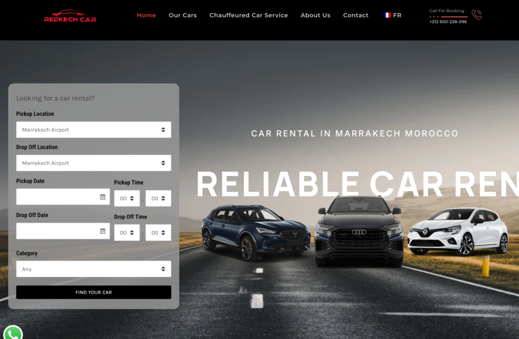 Website development : Car Rental Agency in Marrakech