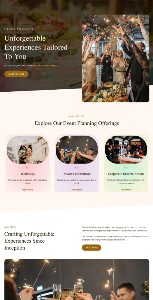 Website development : Event Planner Website